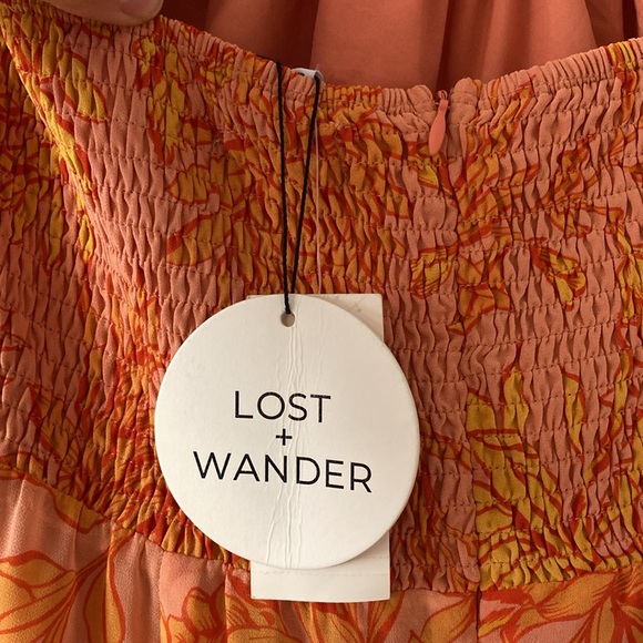 LOST + WANDER Floral Halter Dress Size: M in Pink, Coral, Orange & Yellow - Picture 6 of 6